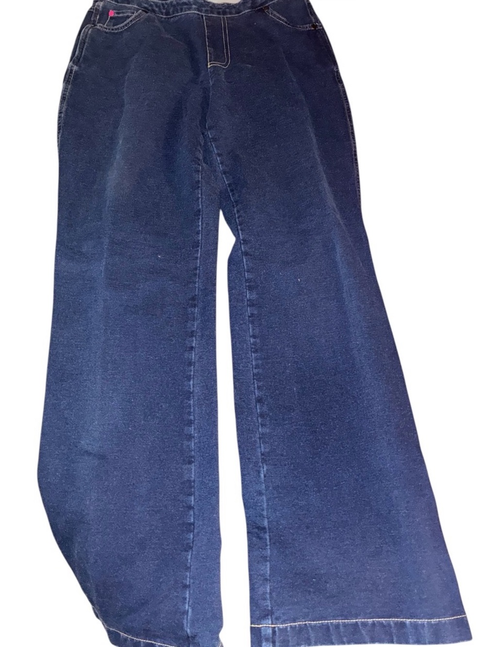 High-Rise Wide Leg Pajama Jeans in Dark Blue Denim Sz 8